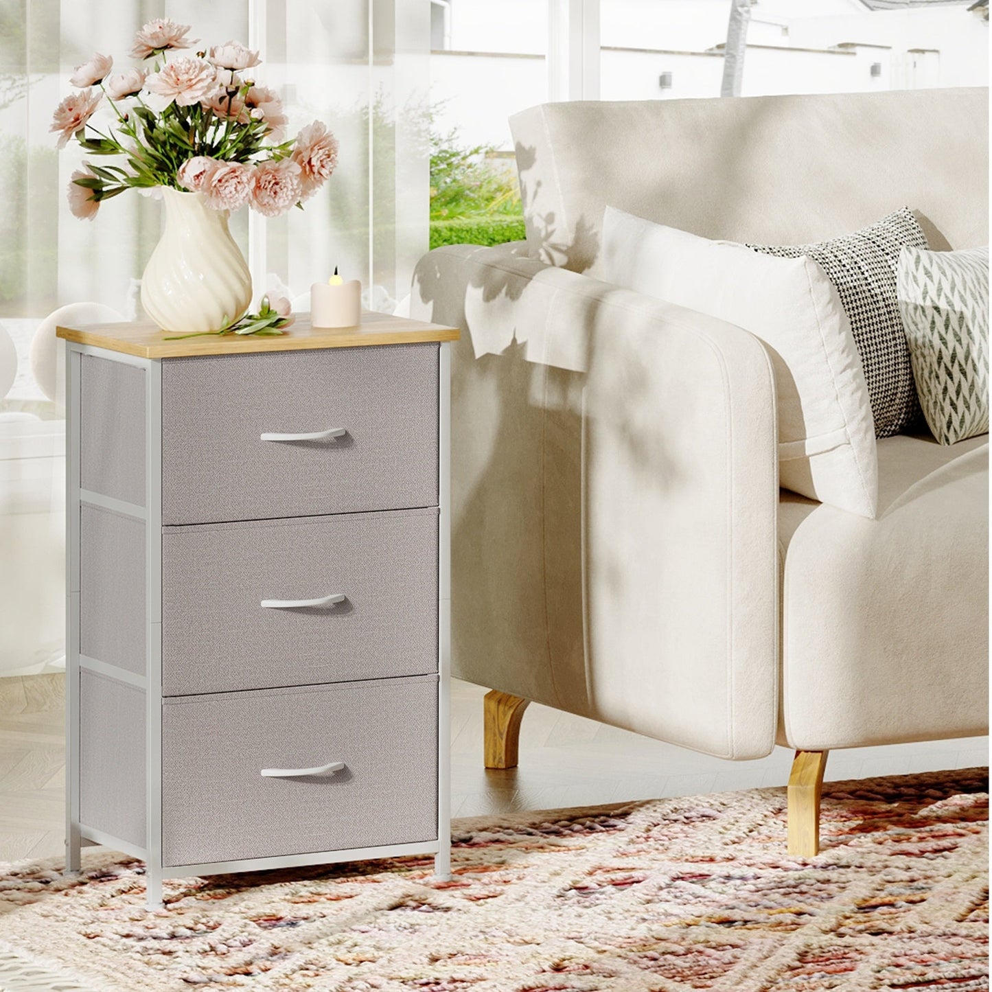 Dresser shown in the Ash Gray, 3 Drawers option