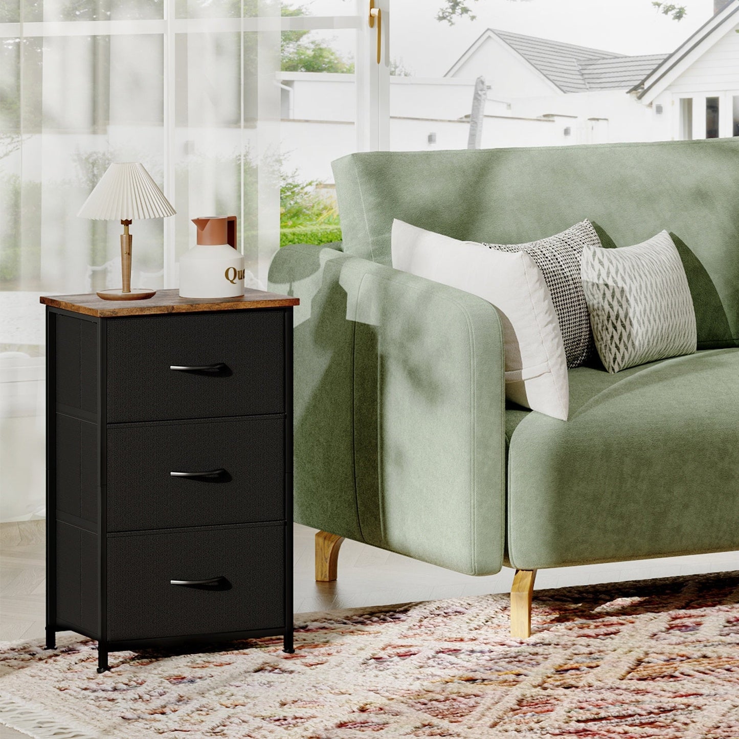 Dresser shown in the Black Rustic Brown, 3 Drawers option