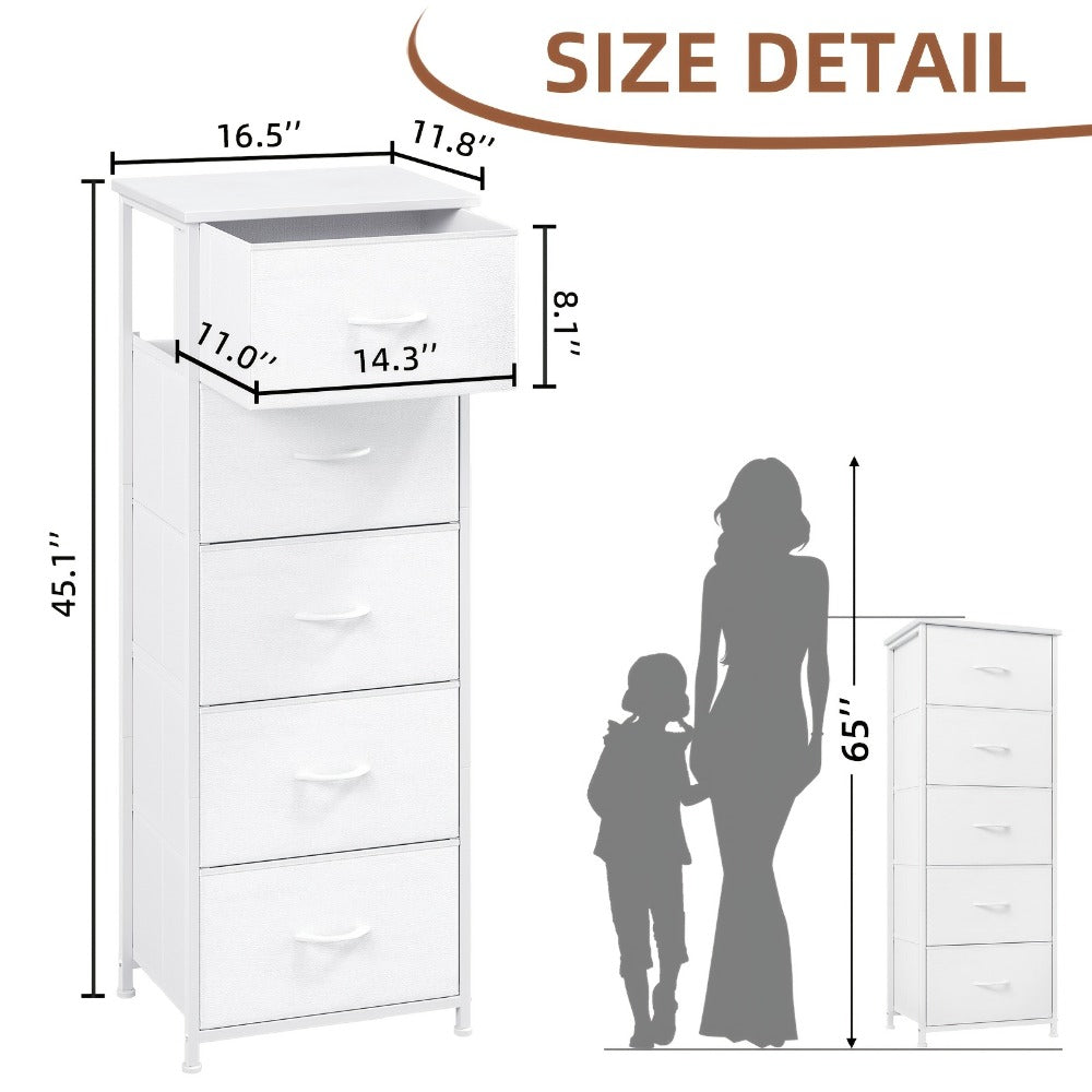 Tall Fabric Dresser with Multiple Color Options, Bedroom Drawer Chest detail image