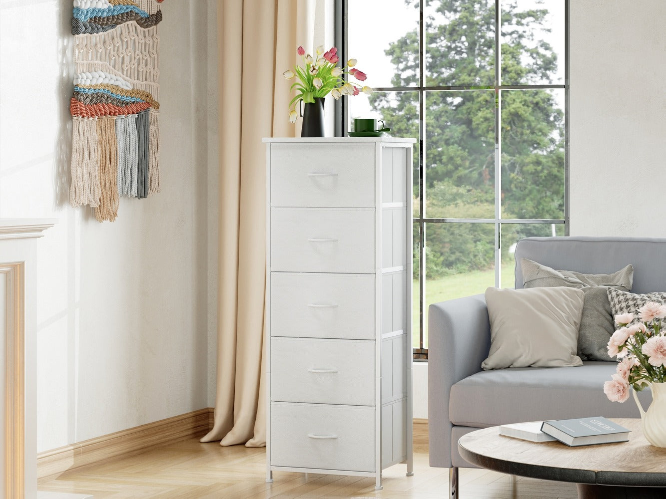 Tall Fabric Dresser with Multiple Color Options, Bedroom Drawer Chest detail image - detail view 35