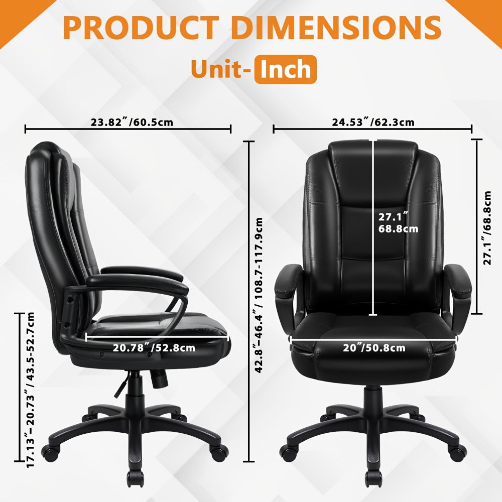 Tall Faux Leather Office Chair with High Back, Computer Desk Chair for Home Office detail image - detail view 4