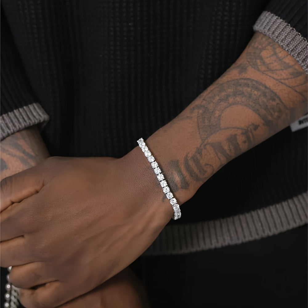 Tennis Bracelet - 5mm Moissanite 925 Sterling Silver - Luxury Gemstone Chain for Women Men - product detail view 2