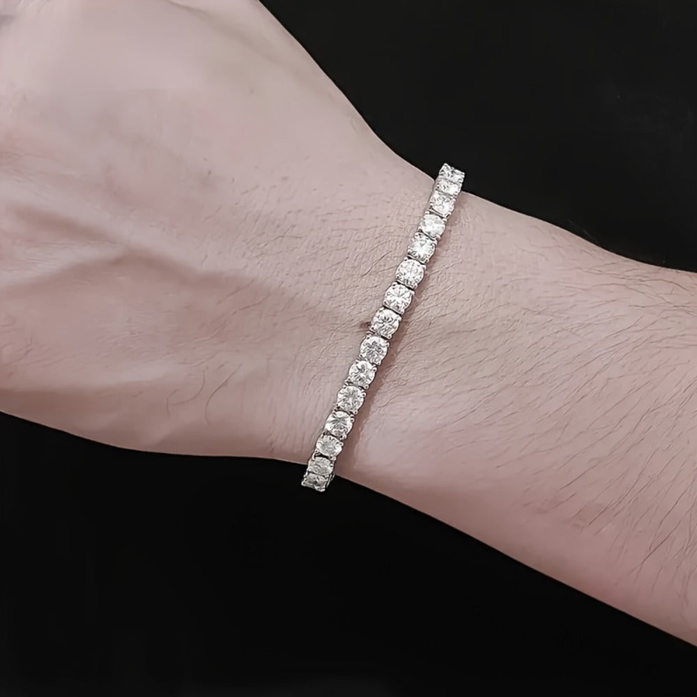 Tennis Bracelet - 5mm Moissanite 925 Sterling Silver - Luxury Gemstone Chain for Women Men - product detail view 3