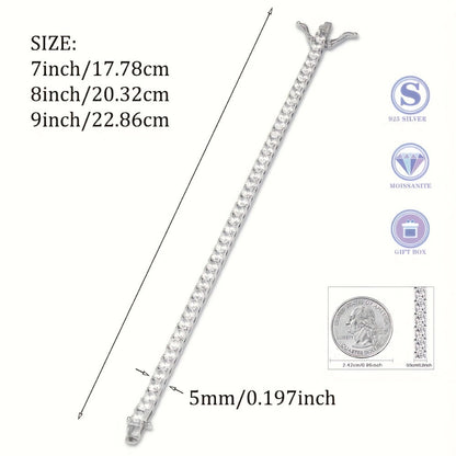 Tennis Bracelet - 5mm Moissanite 925 Sterling Silver - Luxury Gemstone Chain for Women Men - product detail view 4