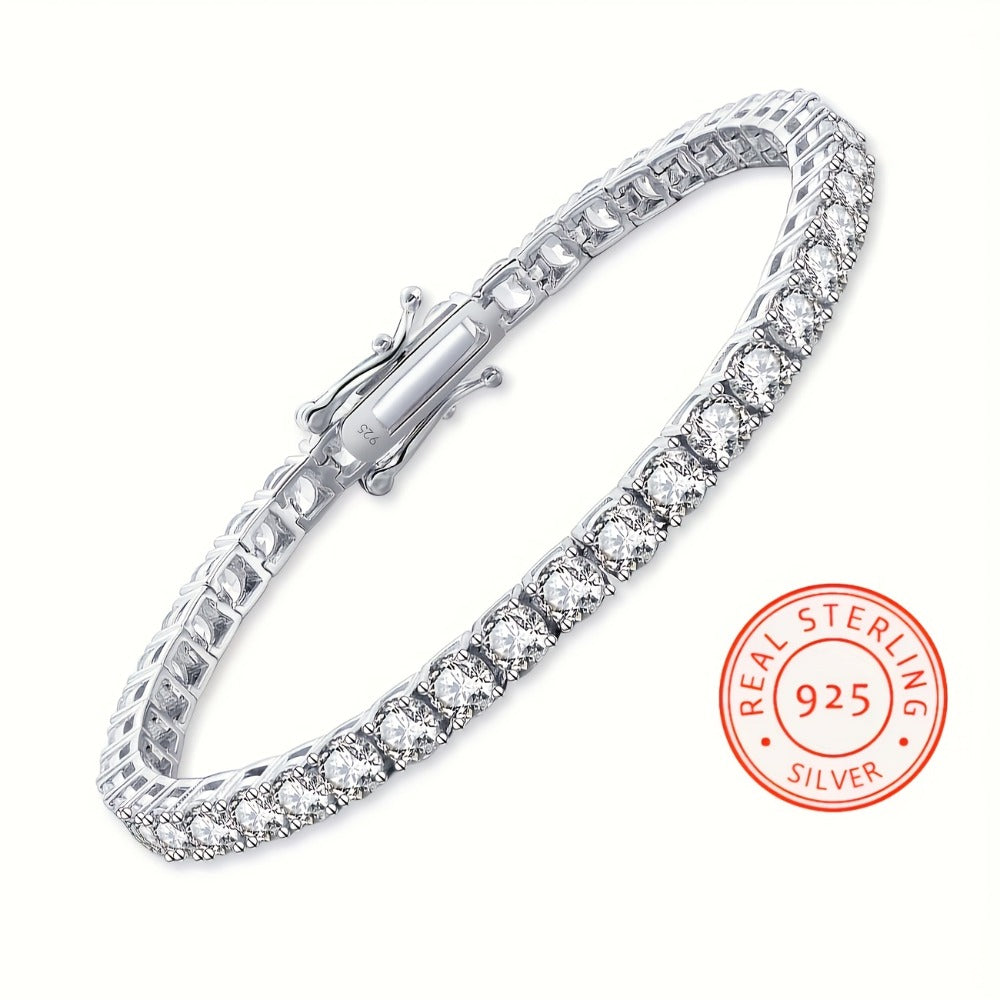Tennis Bracelet - 5mm Moissanite 925 Sterling Silver - Luxury Gemstone Chain for Women Men - product detail view 6