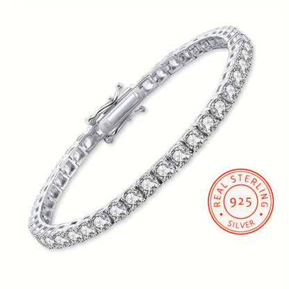 Tennis Bracelet - 5mm Moissanite 925 Sterling Silver - Luxury Gemstone Chain for Women Men - product detail view 6