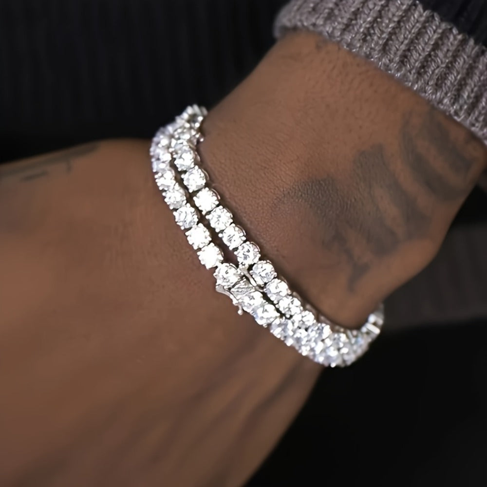 Tennis Bracelet - 5mm Moissanite 925 Sterling Silver - Luxury Gemstone Chain for Women Men - product detail view 7