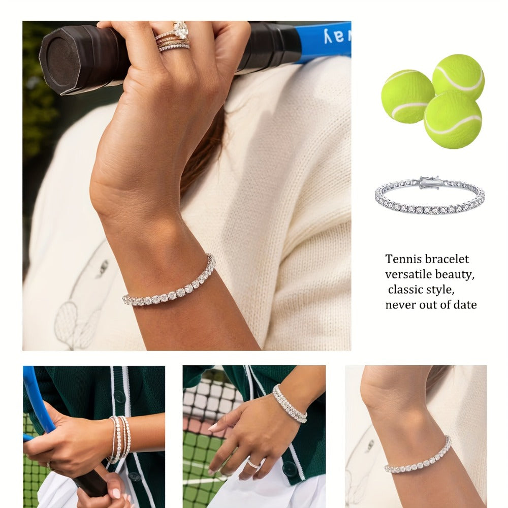 Tennis Bracelet - 5mm Moissanite 925 Sterling Silver - Luxury Gemstone Chain for Women Men - product detail view 10