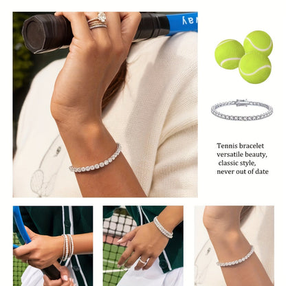 Tennis Bracelet - 5mm Moissanite 925 Sterling Silver - Luxury Gemstone Chain for Women Men - product detail view 10