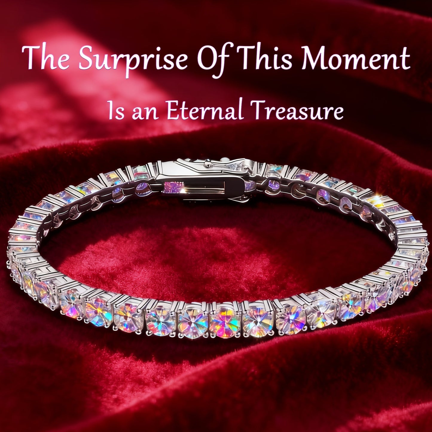 Tennis Bracelet - 5mm Moissanite 925 Sterling Silver - Luxury Gemstone Chain for Women Men - product detail view 12