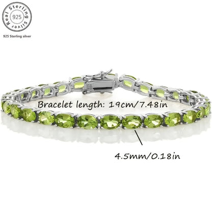 Tennis Bracelet - Green Peridot 925 Sterling Silver with CZ Zirconia - Elegant Women's - product detail view 5