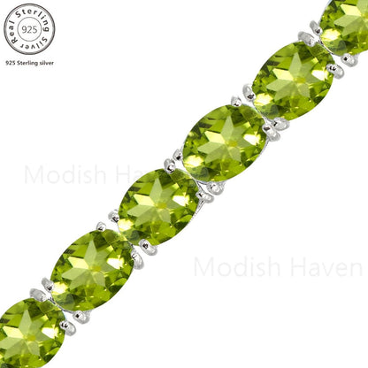 Tennis Bracelet - Green Peridot 925 Sterling Silver with CZ Zirconia - Elegant Women's - product detail view 12