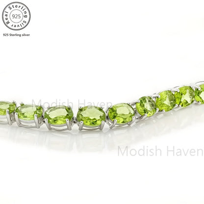Tennis Bracelet - Green Peridot 925 Sterling Silver with CZ Zirconia - Elegant Women's - product detail view 13