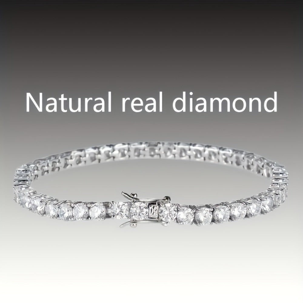 Tennis Bracelet - with Lab Grown Stones - 925 Silver Plated Round Cut Diamond Style for - main product view