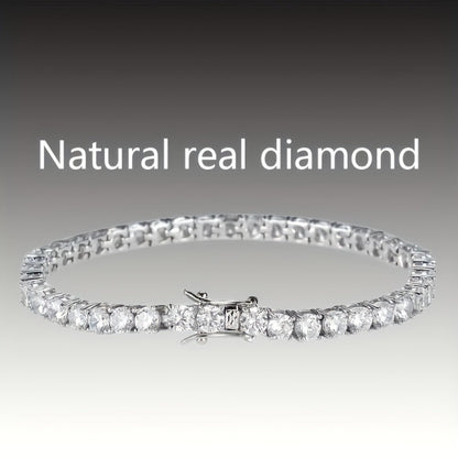 Tennis Bracelet - with Lab Grown Stones - 925 Silver Plated Round Cut Diamond Style for - main product view