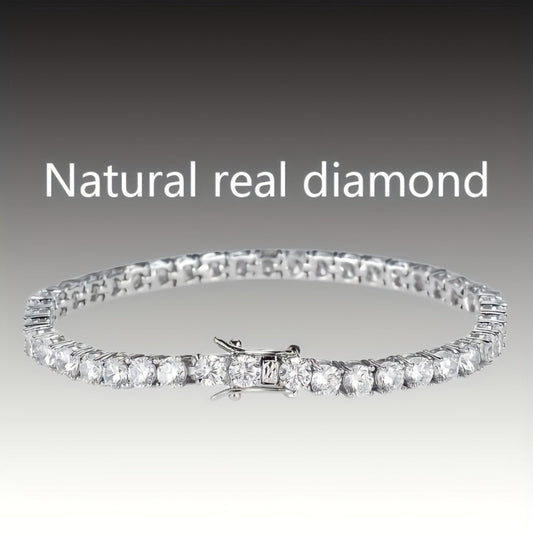 Tennis Bracelet - with Lab Grown Stones - 925 Silver Plated Round Cut Diamond Style for - main product view