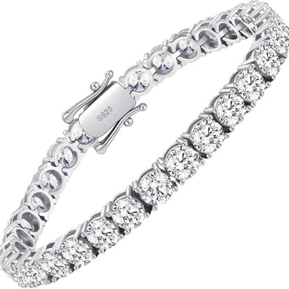 Tennis Bracelet - with Lab Grown Stones - 925 Silver Plated Round Cut Diamond Style for - product detail view 2