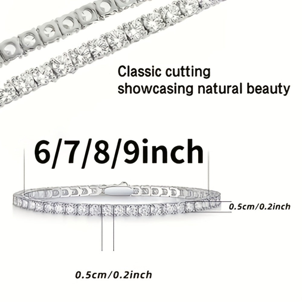 Tennis Bracelet - with Lab Grown Stones - 925 Silver Plated Round Cut Diamond Style for - product detail view 6