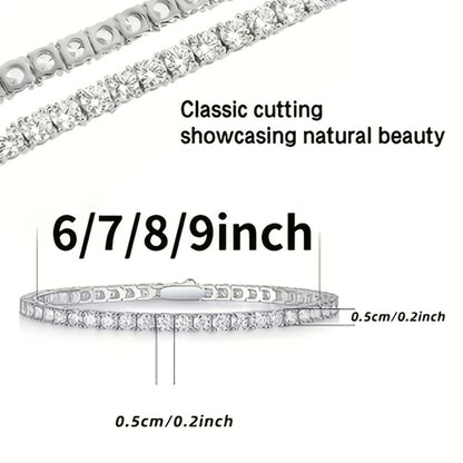 Tennis Bracelet - with Lab Grown Stones - 925 Silver Plated Round Cut Diamond Style for - product detail view 6