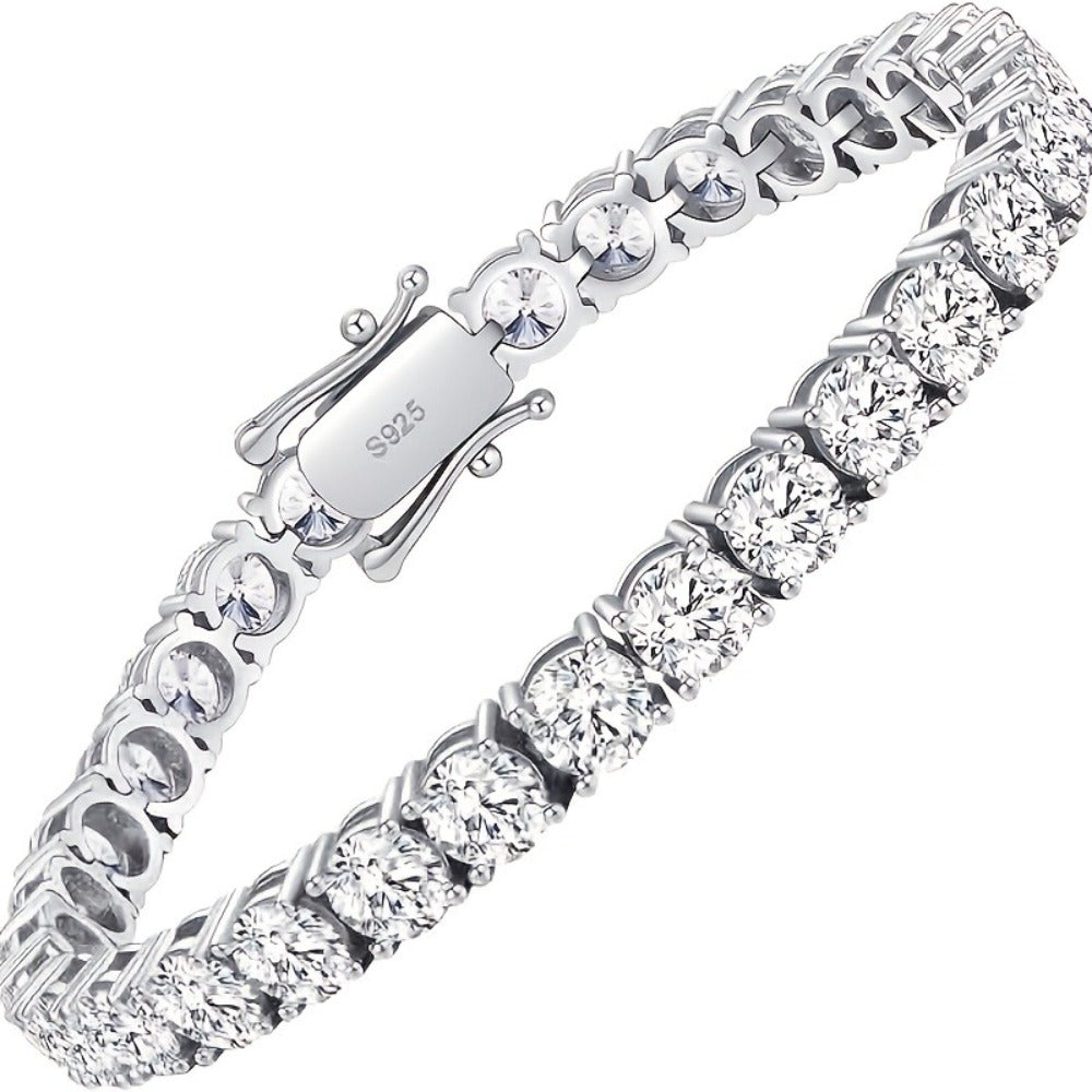 Tennis Bracelet - with Lab Grown Stones - 925 Silver Plated Round Cut Diamond Style for - product detail view 7