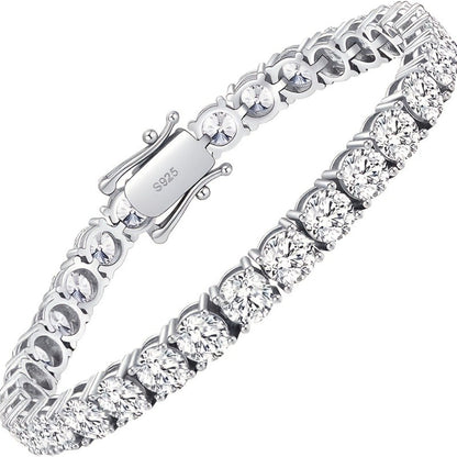 Tennis Bracelet - with Lab Grown Stones - 925 Silver Plated Round Cut Diamond Style for - product detail view 7