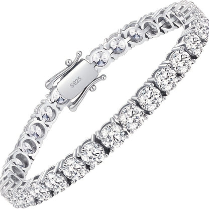 Tennis Bracelet - with Lab Grown Stones - 925 Silver Plated Round Cut Diamond Style for - product detail view 9