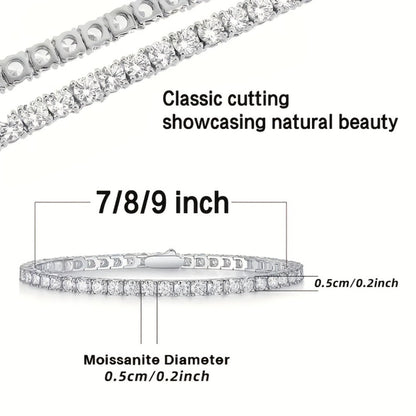 Tennis Bracelet - Moissanite 925 Sterling Silver Diamond Alternative Luxury Women 5mm Shiny - product detail view 2