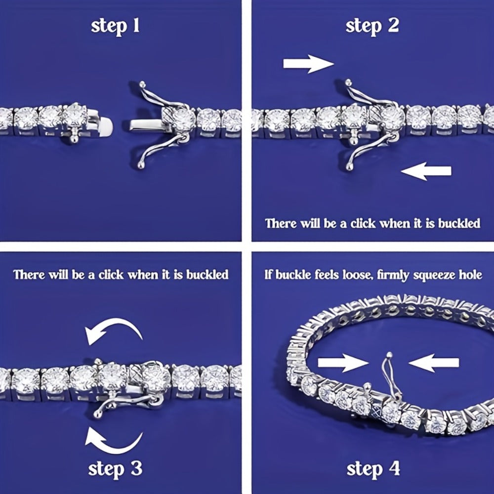 Tennis Bracelet - Moissanite 925 Sterling Silver Diamond Alternative Luxury Women 5mm Shiny - product detail view 4
