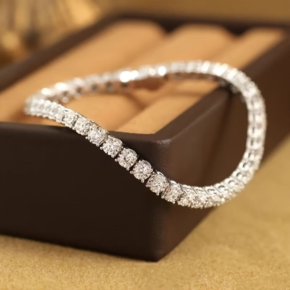 Tennis Bracelet - Moissanite 925 Sterling Silver Diamond Alternative Luxury Women 5mm Shiny - product detail view 5