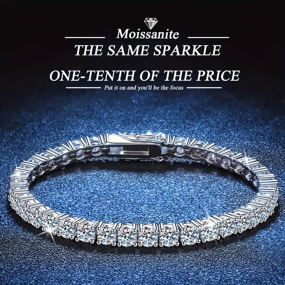 Tennis Bracelet - Moissanite 925 Sterling Silver Diamond Alternative Luxury Women 5mm Shiny - product detail view 10