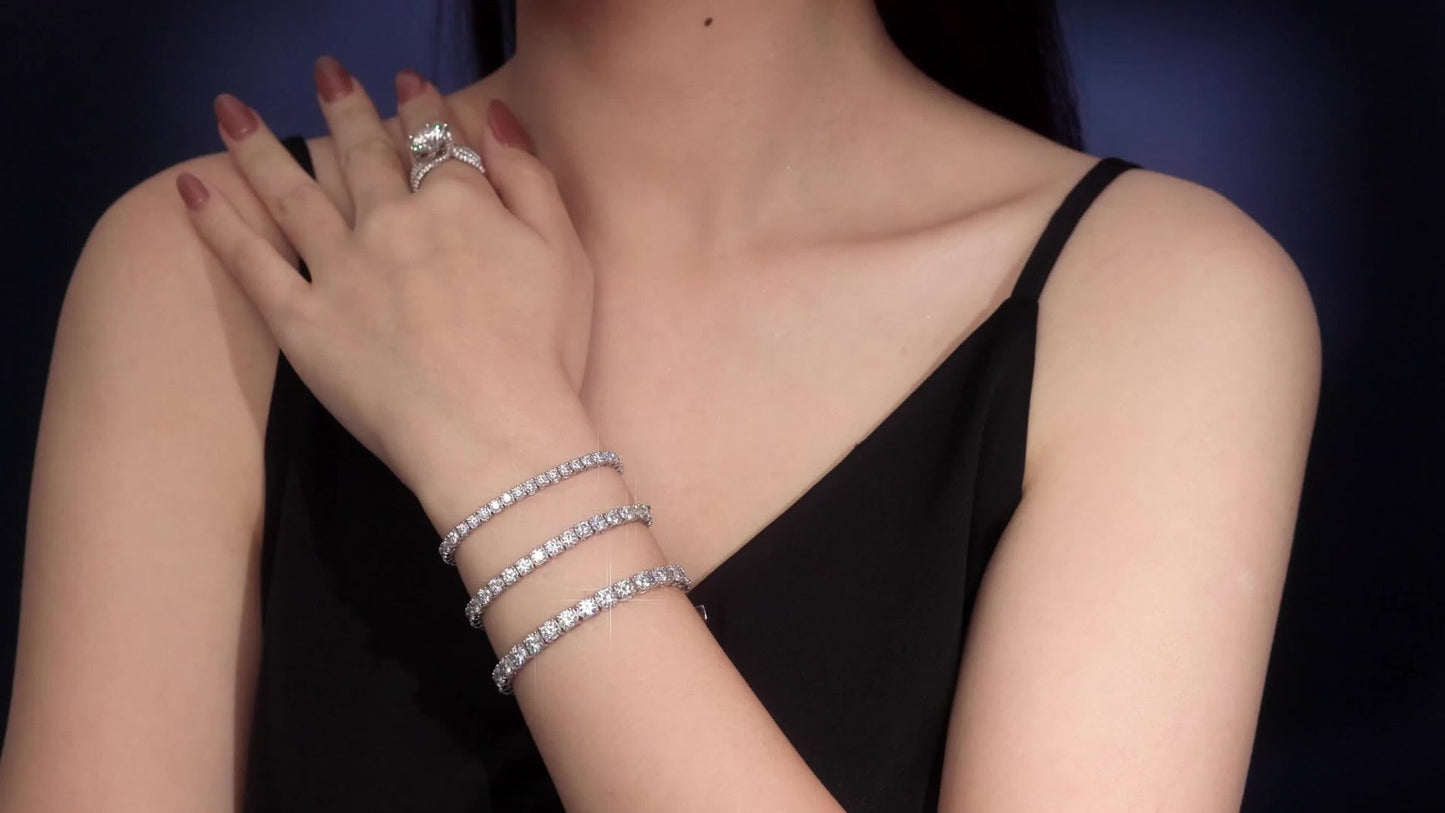 Tennis Bracelet - Moissanite 925 Sterling Silver Diamond Alternative Luxury Women 5mm Shiny - product detail view 11