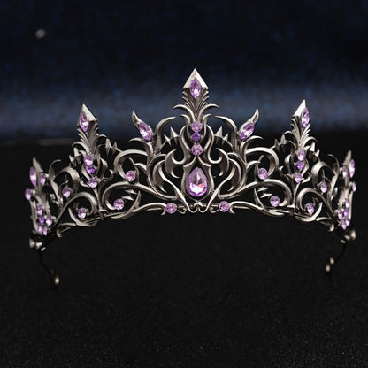 Tiara Crown - Baroque for Women Vintage Gothic Rhinestone Headpiece Halloween Cosplay - product detail view 2