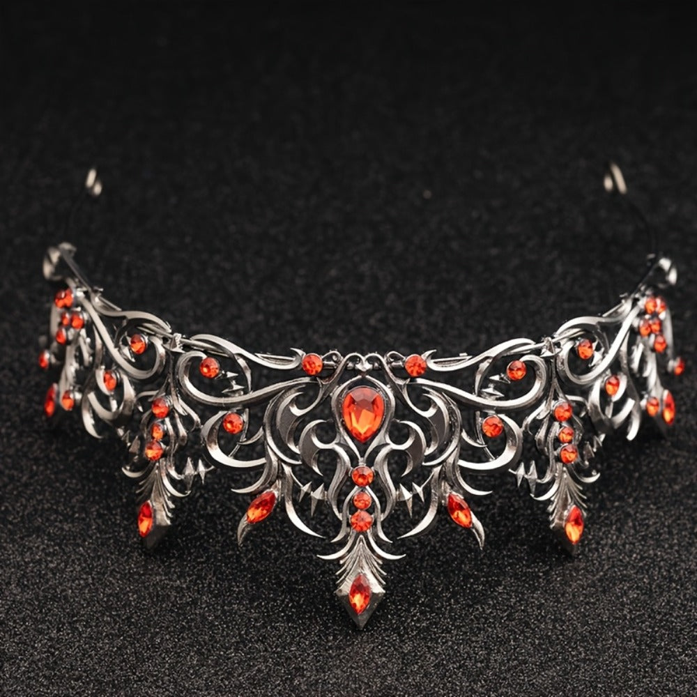 Tiara Crown - Baroque for Women Vintage Gothic Rhinestone Headpiece Halloween Cosplay - product detail view 3