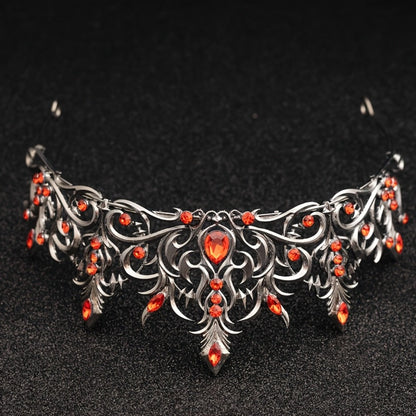 Tiara Crown - Baroque for Women Vintage Gothic Rhinestone Headpiece Halloween Cosplay - product detail view 3