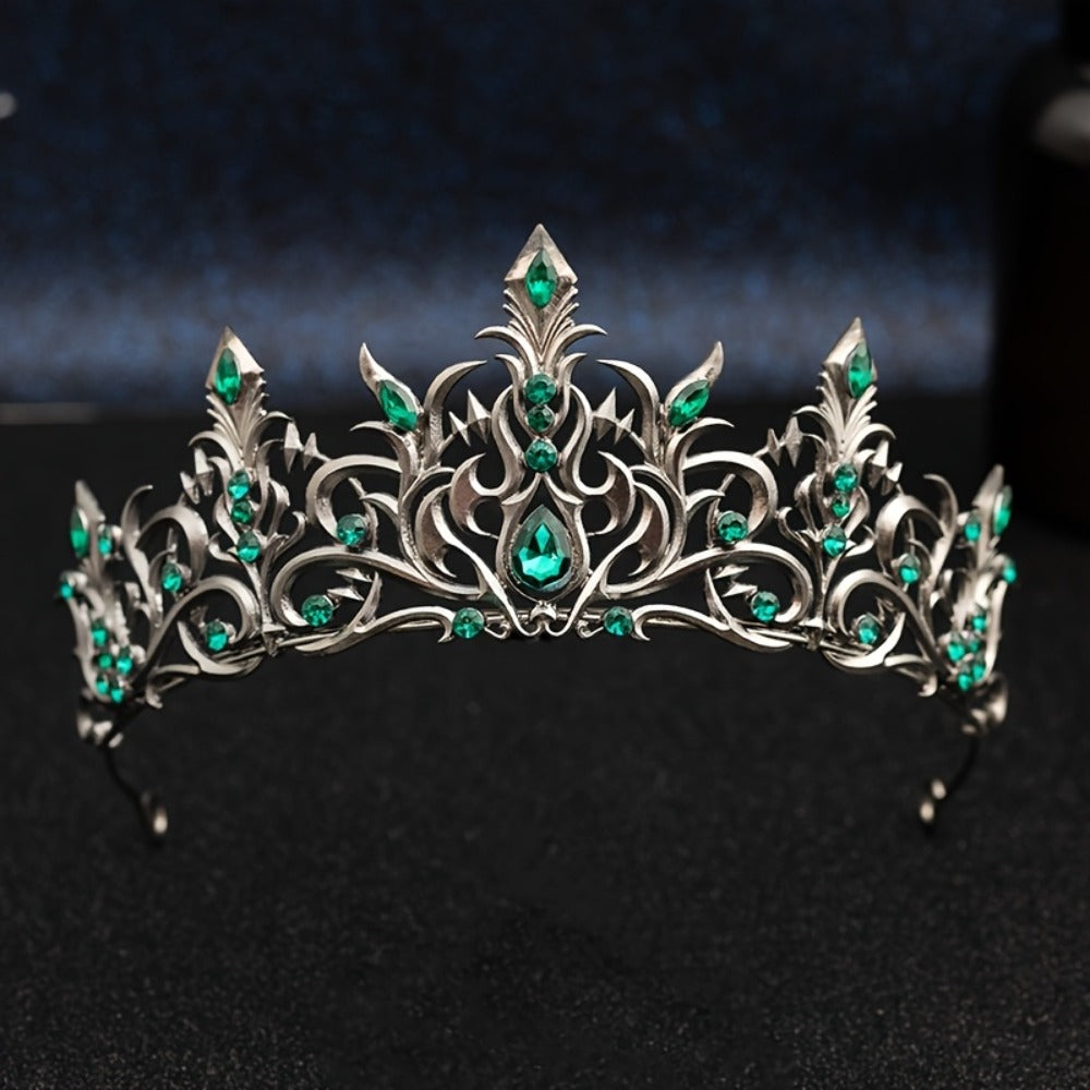 Tiara Crown - Baroque for Women Vintage Gothic Rhinestone Headpiece Halloween Cosplay - product detail view 4