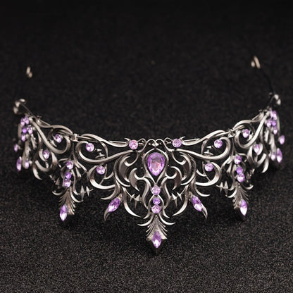 Tiara Crown - Baroque for Women Vintage Gothic Rhinestone Headpiece Halloween Cosplay - product detail view 5