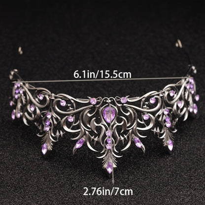 Tiara Crown - Baroque for Women Vintage Gothic Rhinestone Headpiece Halloween Cosplay - product detail view 6
