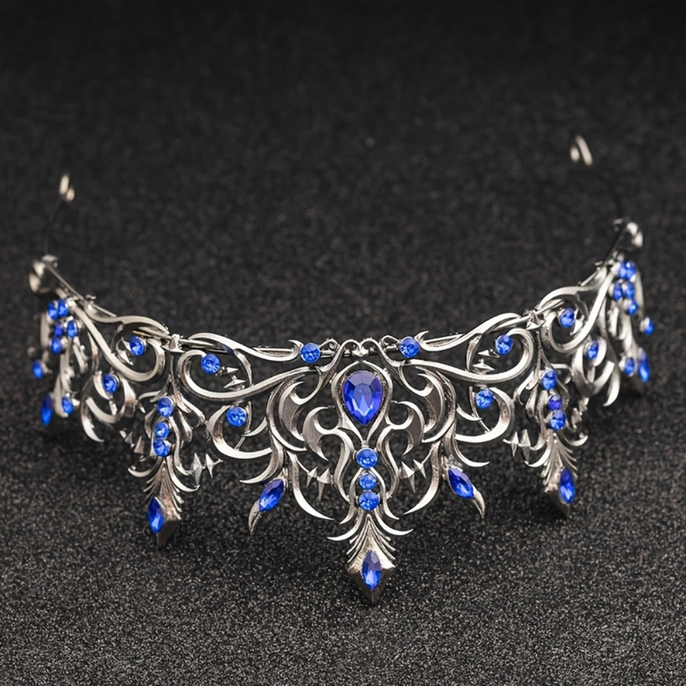 Tiara Crown - Baroque for Women Vintage Gothic Rhinestone Headpiece Halloween Cosplay - product detail view 7