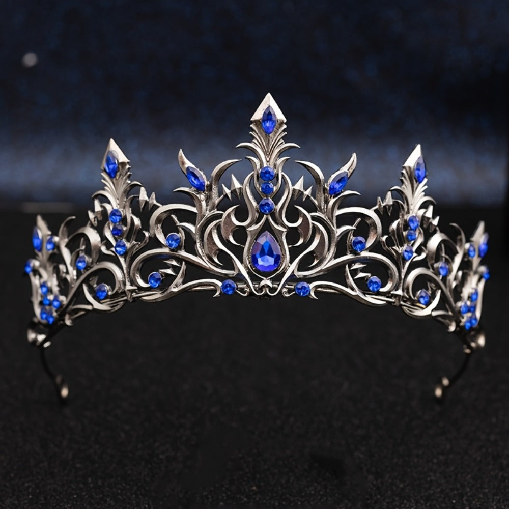 Tiara Crown - Baroque for Women Vintage Gothic Rhinestone Headpiece Halloween Cosplay - product detail view 8
