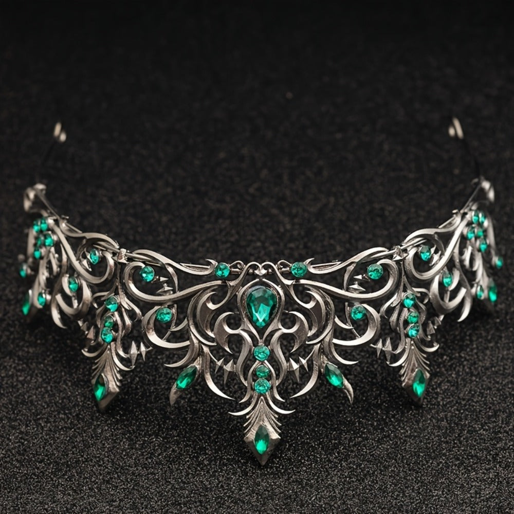 Tiara Crown - Baroque for Women Vintage Gothic Rhinestone Headpiece Halloween Cosplay - product detail view 9