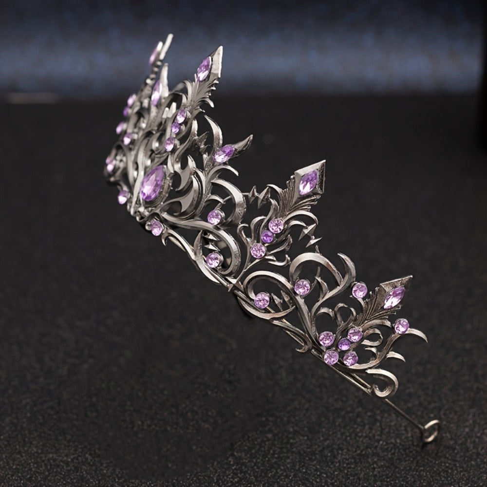 Tiara Crown - Baroque for Women Vintage Gothic Rhinestone Headpiece Halloween Cosplay - product detail view 11
