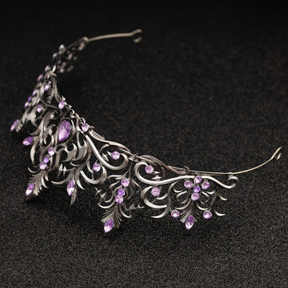 Tiara Crown - Baroque for Women Vintage Gothic Rhinestone Headpiece Halloween Cosplay - product detail view 14