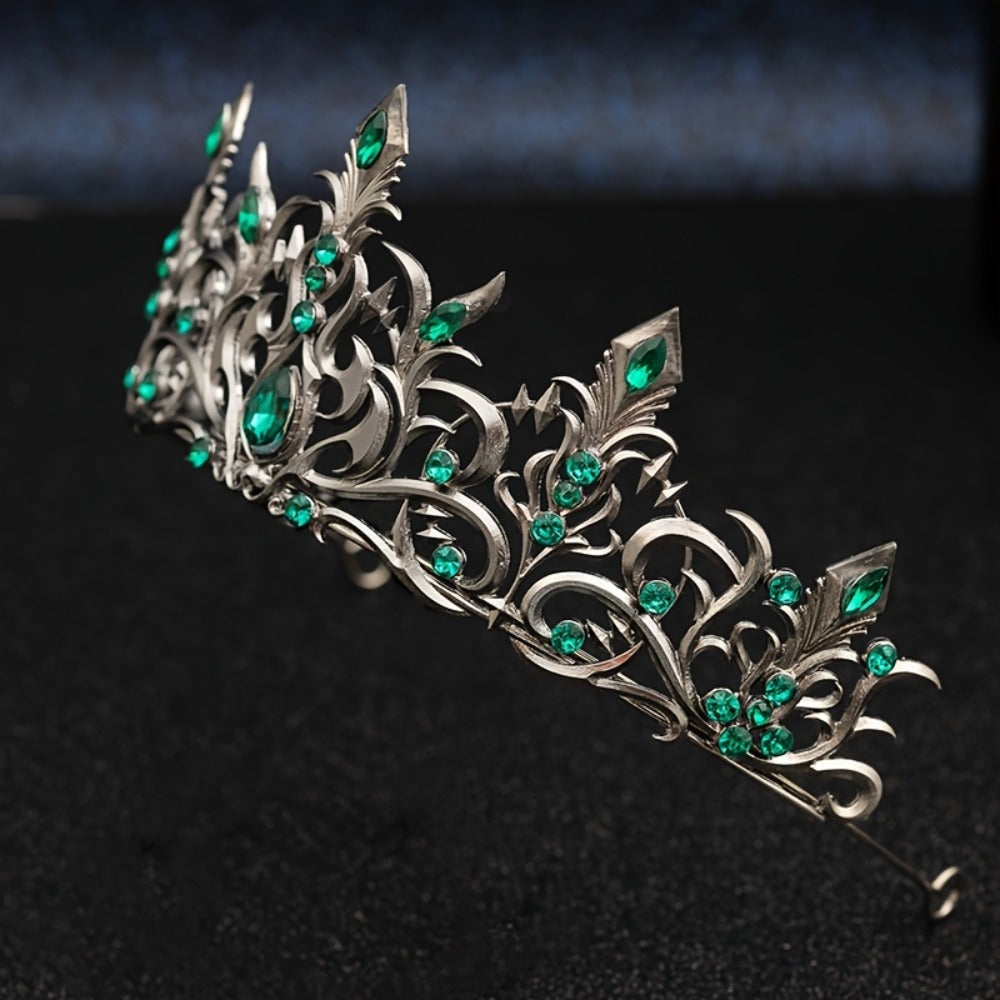 Tiara Crown - Baroque for Women Vintage Gothic Rhinestone Headpiece Halloween Cosplay - product detail view 17