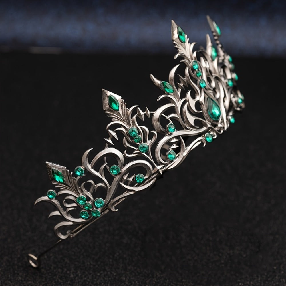 Tiara Crown - Baroque for Women Vintage Gothic Rhinestone Headpiece Halloween Cosplay - product detail view 19