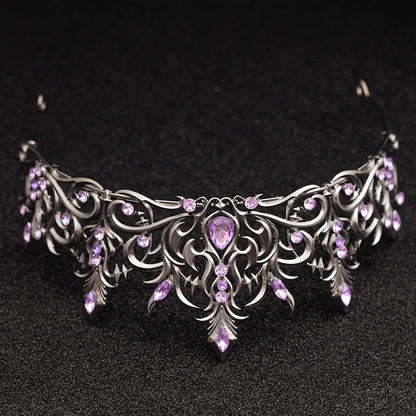 Tiara Crown - Baroque for Women Vintage Gothic Rhinestone Headpiece Halloween Cosplay - product detail view 22