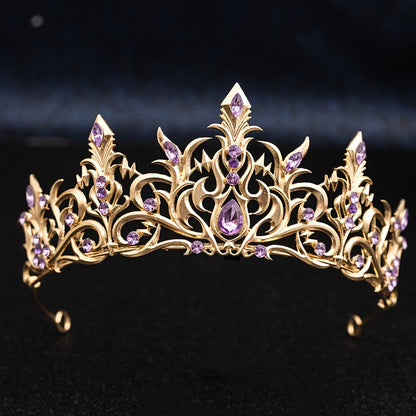 Tiara Crown - Baroque for Women Vintage Gothic Rhinestone Headpiece Halloween Cosplay - product detail view 25