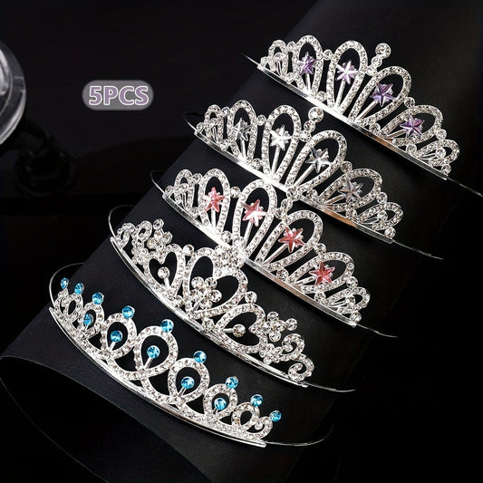 Tiara Crown - Bridal Set 5pcs Multicolor Sparkling Crystal Alloy Wedding Headpiece for - main product view