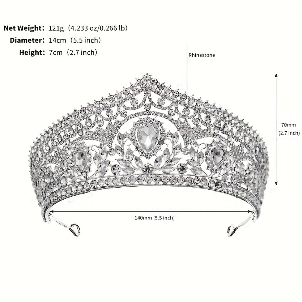Tiara Crown - Full Headband for Women - European Style Sparkling Queen Wedding Headpiece - product detail view 2