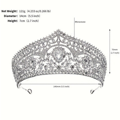 Tiara Crown - Full Headband for Women - European Style Sparkling Queen Wedding Headpiece - product detail view 2