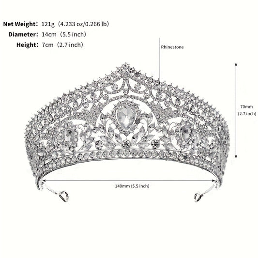 Tiara Crown - Full Headband for Women - European Style Sparkling Queen Wedding Headpiece - product detail view 2
